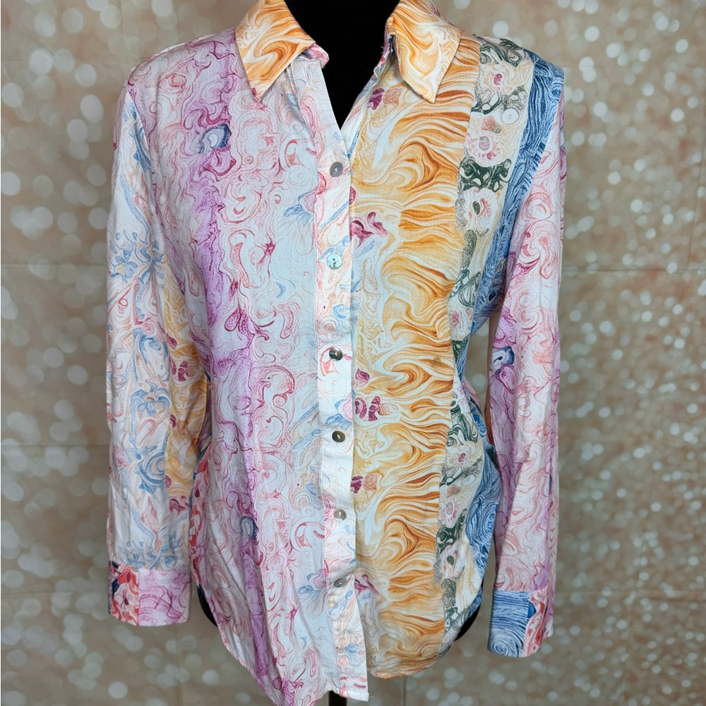 CHARLIE B Multicolor Swirl Pattern Shirt